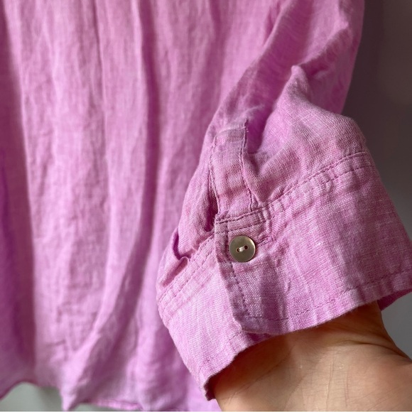 J. Jill Love Lilac Linen Tiered Tunic 3/4 Button Shirt - Picture 10 of 12